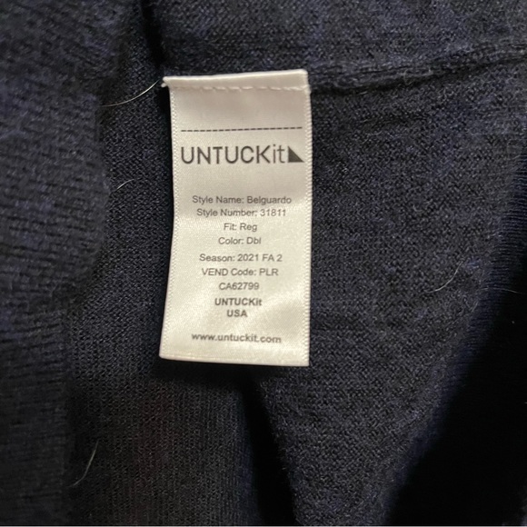 Untuckit Blue Fine Marino Wool Sweater Size Large - Picture 8 of 9